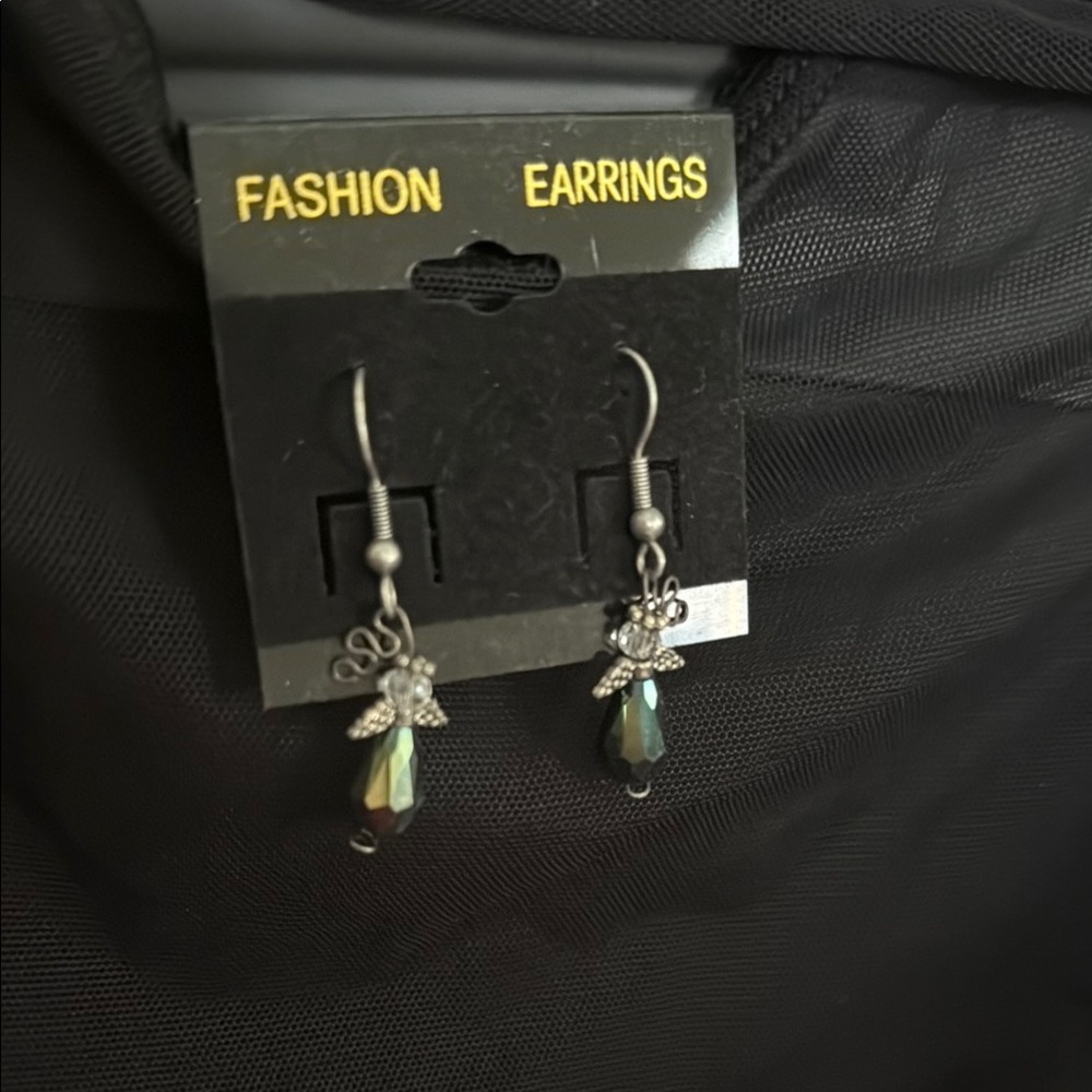 Elegant Silver and Black Drop Earrings